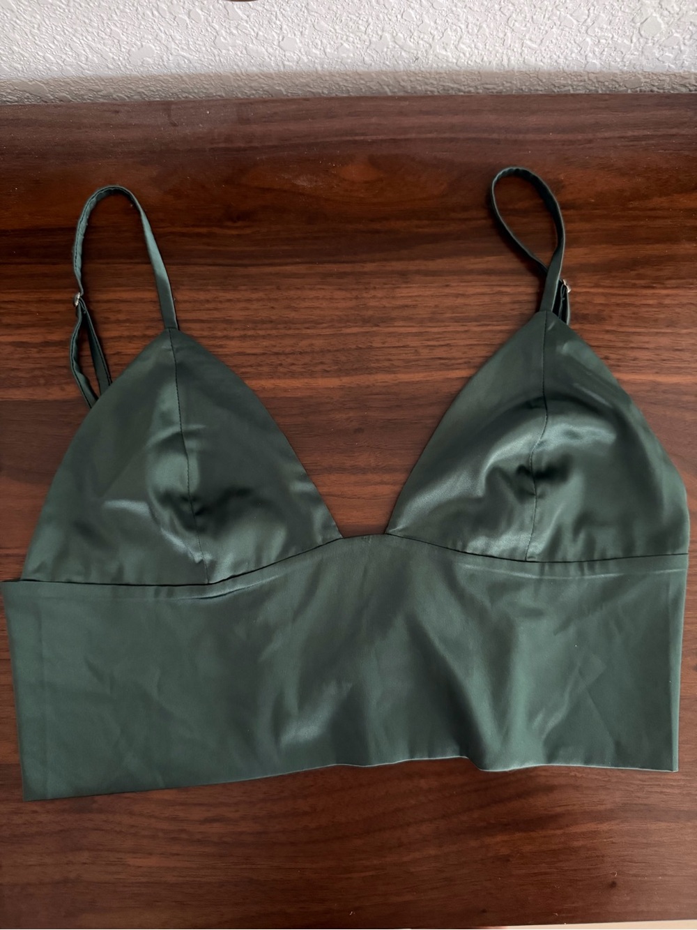Women's Satin Bralette in Deep Green